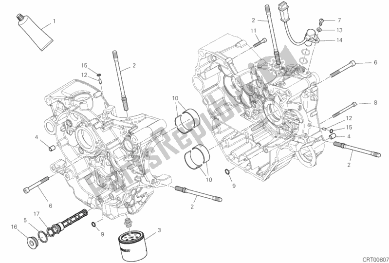 Todas as partes de 09b - Par De Meio Cárter do Ducati Hypermotard 950 USA 2019